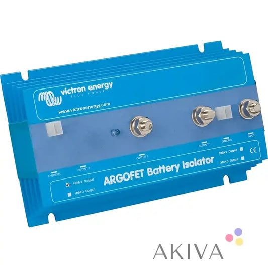 Blue Victron Energy Argofet battery isolator with silver terminals for three batteries 100A retail