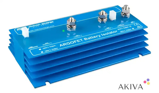 Blue ARGOFET battery isolator for Argofet 200-2 two batteries 200A retail display