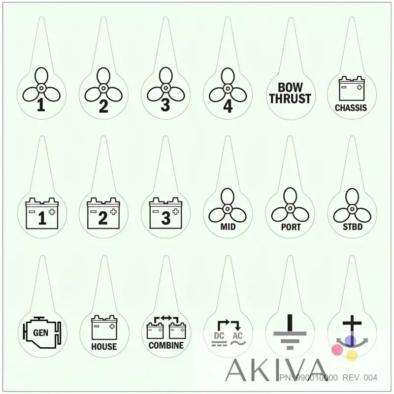 Blue Sea Systems label kit: marine electrical icons diagram