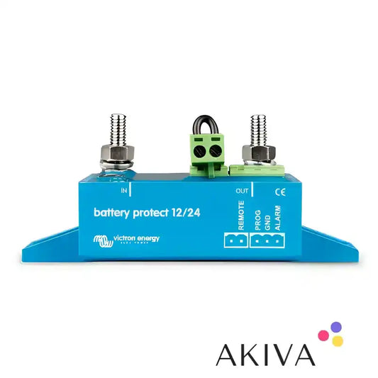 Blue BatteryProtect 12/24V-100A device with terminals for off-grid power solutions