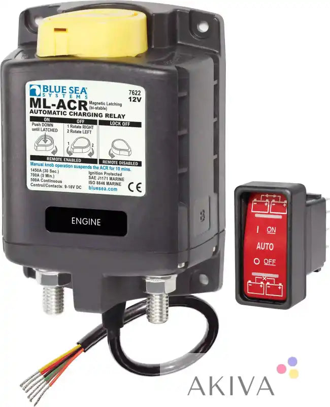 Blue Sea Systems ML-ACR 12V 500A ACR solenoid with yellow cap