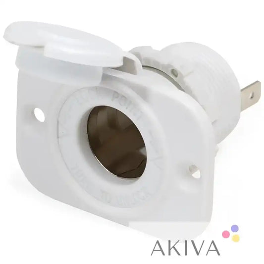 Blue Sea Systems BSS 12VDC white marine power outlet with hinged cover