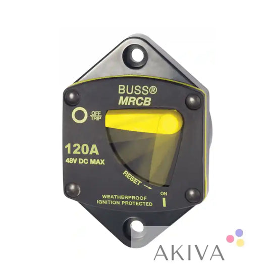 Black circuit breaker with yellow indicator for Blue Sea Systems BSS Panel Mount 120A