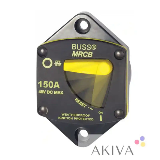 Blue Sea Systems BSS 187-Series 150A black diamond circuit breaker with yellow handle