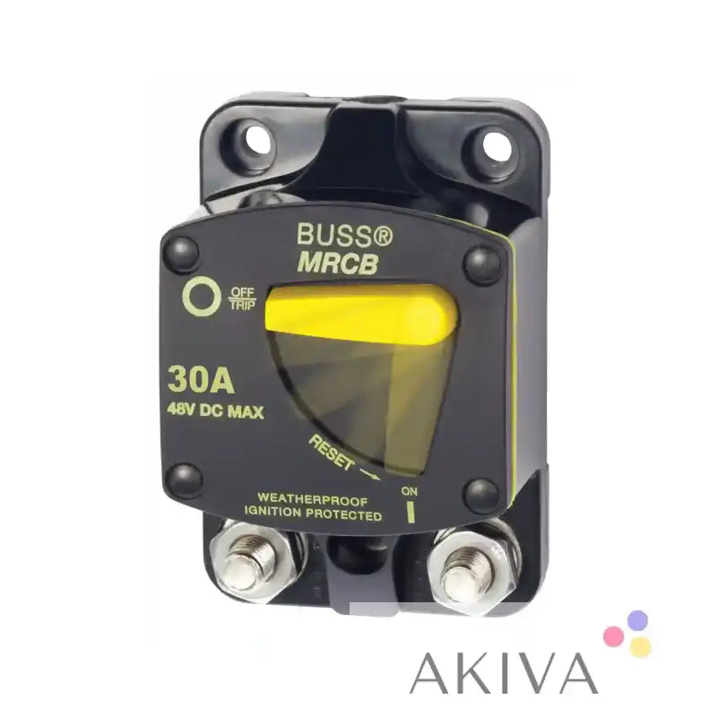 Blue Sea Systems 187-Series 30A circuit breaker, black buss MRCB, yellow reset