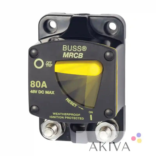 Black circuit breaker with yellow lever from Blue Sea Systems BSS Circuit Breaker 187