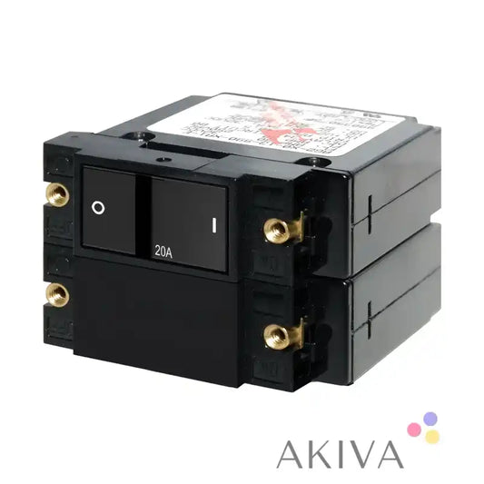 Black 20A flat rocker circuit breaker by Blue Sea Systems for Sea Systems applications