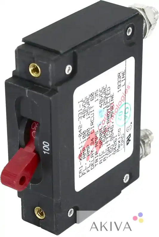 Black circuit breaker with red switch from Blue Sea Systems BSS Circuit Breaker C-Series