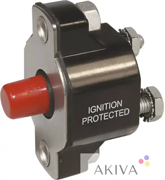 Ignition-protected Blue Sea Systems BSS Circuit Breaker with red reset button