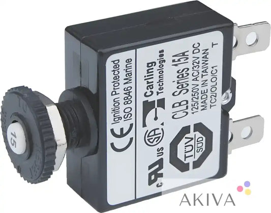 Black circuit breaker with 15A rating from Blue Sea Systems for reliable electrical protection