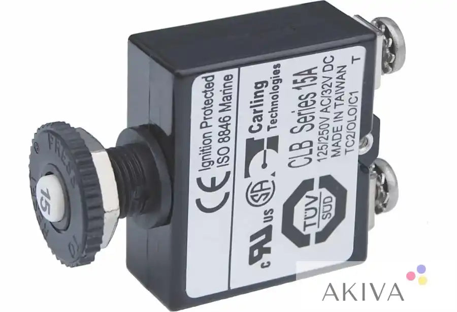 Blue Sea Systems 15A push button circuit breaker with rotary knob