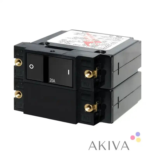 Blue Sea Systems 20A double-pole circuit breaker black with gold screws