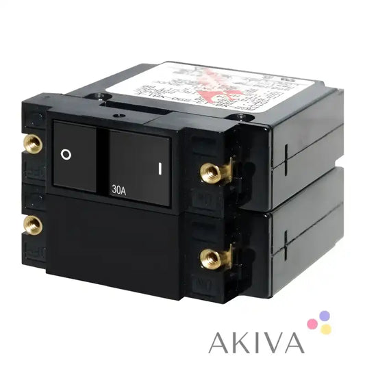 Blue Sea Systems 30A double-pole flat rocker circuit breaker back view