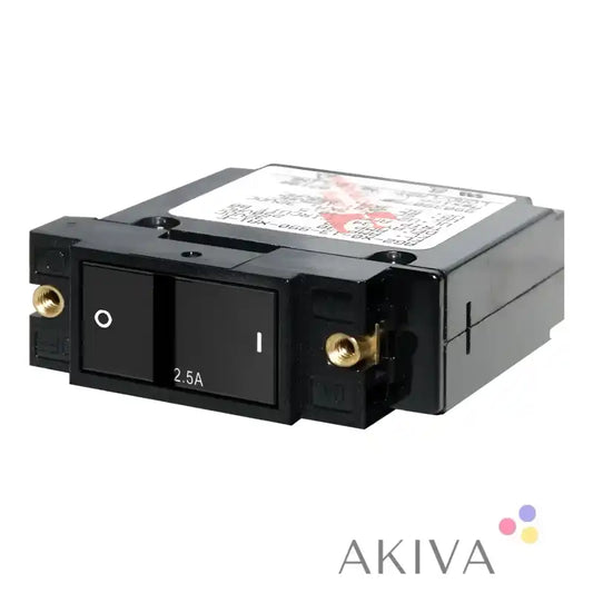 Blue Sea Systems 2.5A flat rocker switch circuit breaker, black plastic double-pole