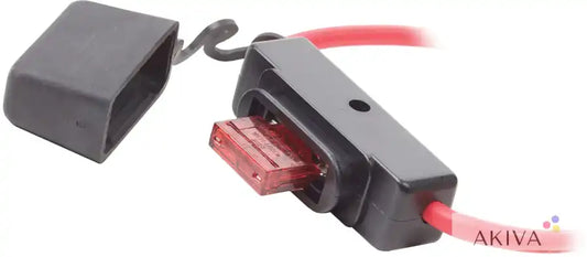 Automotive fuse holder with red fuse featuring Blue Sea Systems BSS Fuse Holder MAXI Inline