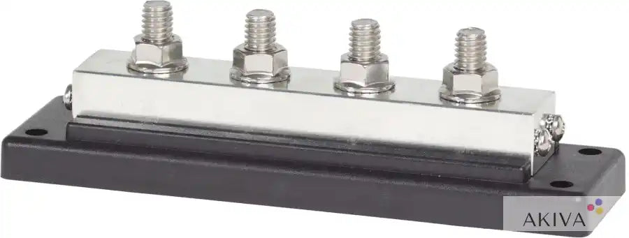 Blue Sea Systems PowerBar 4x 3/8-16 stud with silver bus bar on black base