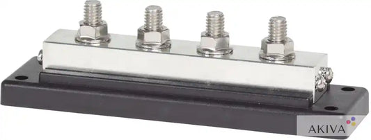 Blue Sea Systems PowerBar 4x 3/8-16 stud with silver bus bar on black base