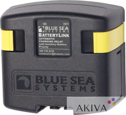 Black automatic charging relay with yellow accents for Blue Sea Systems BSS Solenoid BatteryLink
