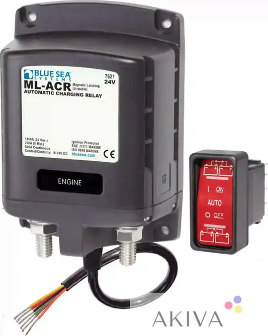 Blue Sea Systems automatic charging relay with switch for Marine Power Systems