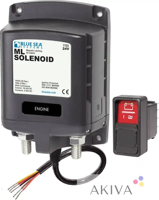 Black solenoid with switch for Blue Sea Systems BSS Solenoid ML 500A 24V RBS