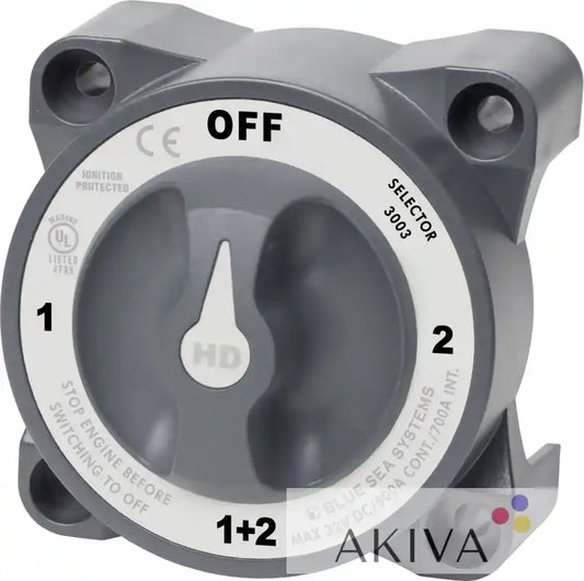 Gray battery selector switch from Blue Sea Systems HD Series for reliable power switching