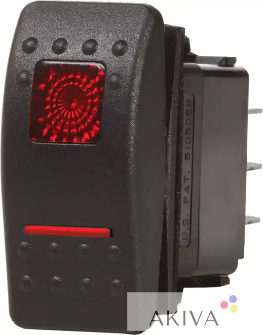 Blue Sea Systems BSS Switch Contura2 DPDT On-On black rocker switch with red indicator lights