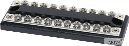 Black and silver electrical terminal block from Blue Sea Systems for multiple circuits