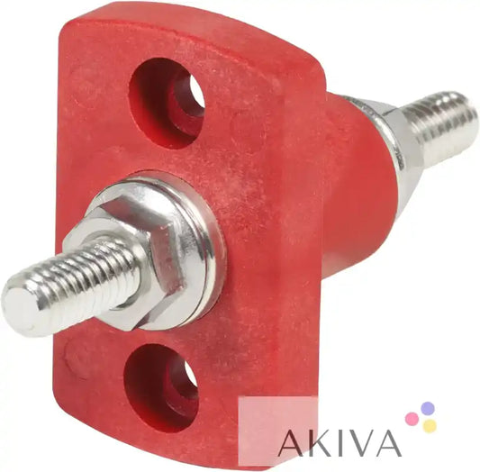 Red electrical terminal block with threaded studs for Blue Sea Systems BSS TermSm FeedThrough