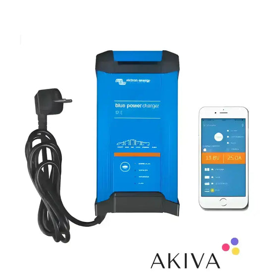 Blue Smart IP22 Charger 12/20 with power cord and smartphone for 230V CEE usage