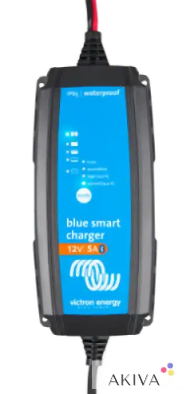 Blue Smart IP65s Charger in blue and gray, designed for waterproof battery charging