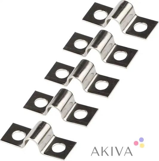 Five shiny Blue Sea Systems chrome cable clamps in diagonal row, 2600 Series