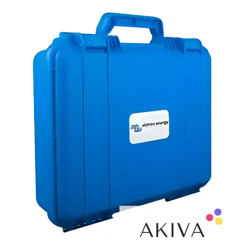 Blue plastic carrying case for BPC chargers and accessories, ideal for off-grid power solutions