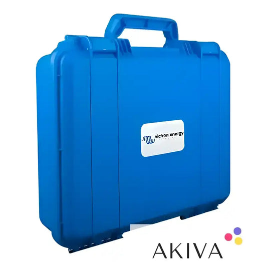 Blue plastic carrying case for BPC chargers and accessories, ideal for off-grid power solutions