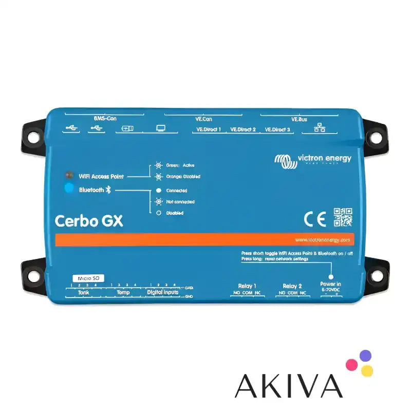 Blue Cerbo GX energy management device for off-grid power solutions by Victron Energy