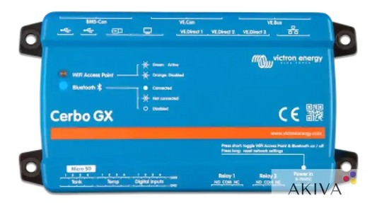 Blue Victron Cerbo GX device in Cerbo-S for off-grid power solutions by Victron Energy Dealer Plymouth