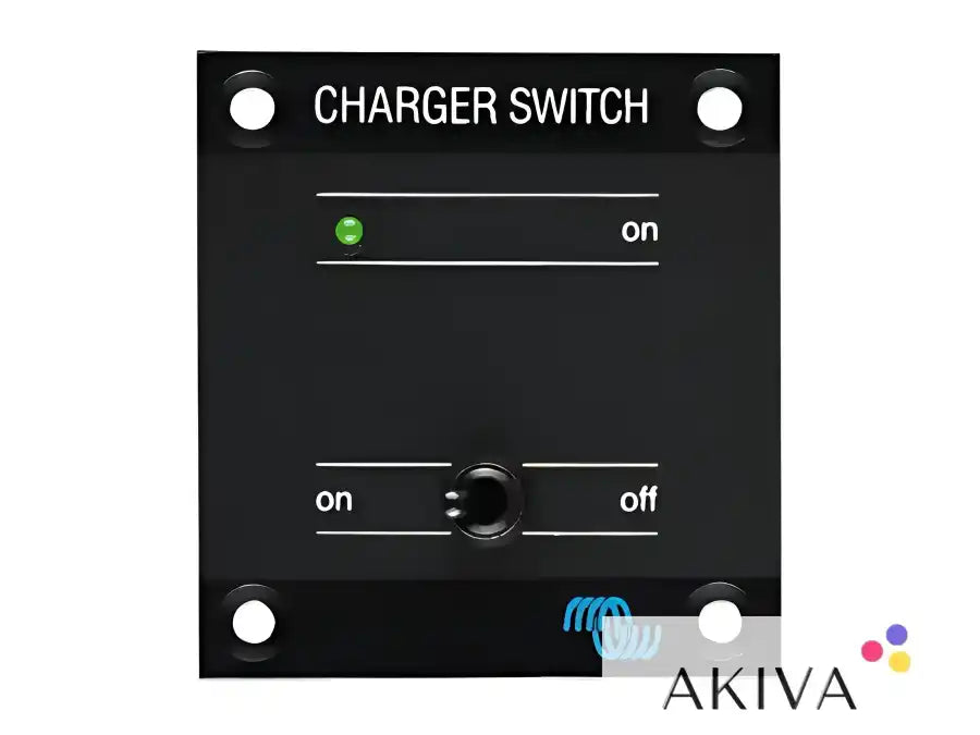 Black Charger Switch panel from Charger Switch CE, ideal for off-grid power solutions