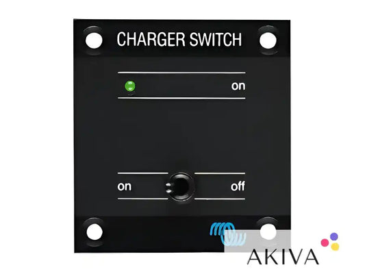 Black Charger Switch panel from Charger Switch CE, ideal for off-grid power solutions