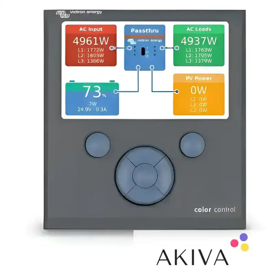 Victron Energy Color Control panel showcasing features of Control GX Retail for off-grid power solutions