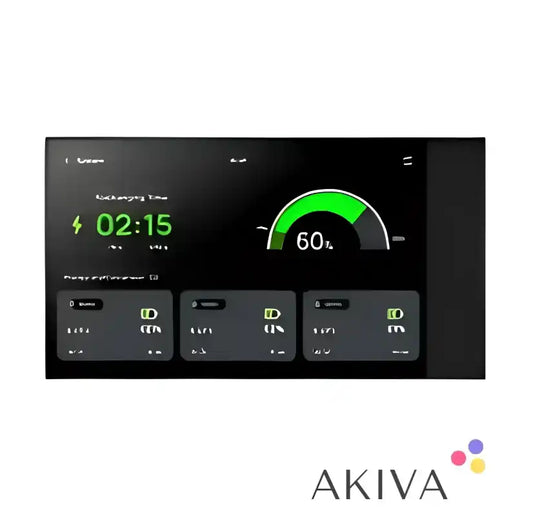 Black touchscreen display of EcoFlow Power Kits Monitor showing system information