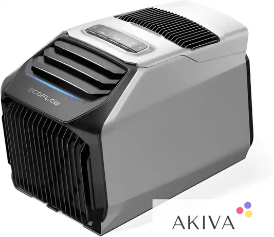 Portable air conditioner with digital display from EcoFlow Wave, ideal for off-grid power solutions