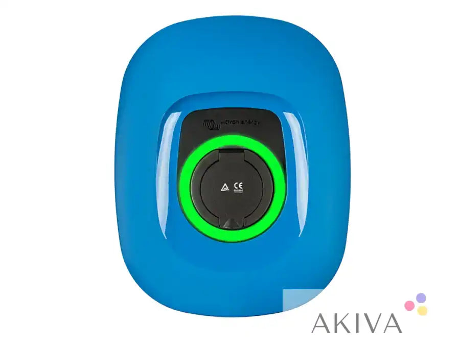 Blue EV charging station NS with green ring port for off-grid power solutions