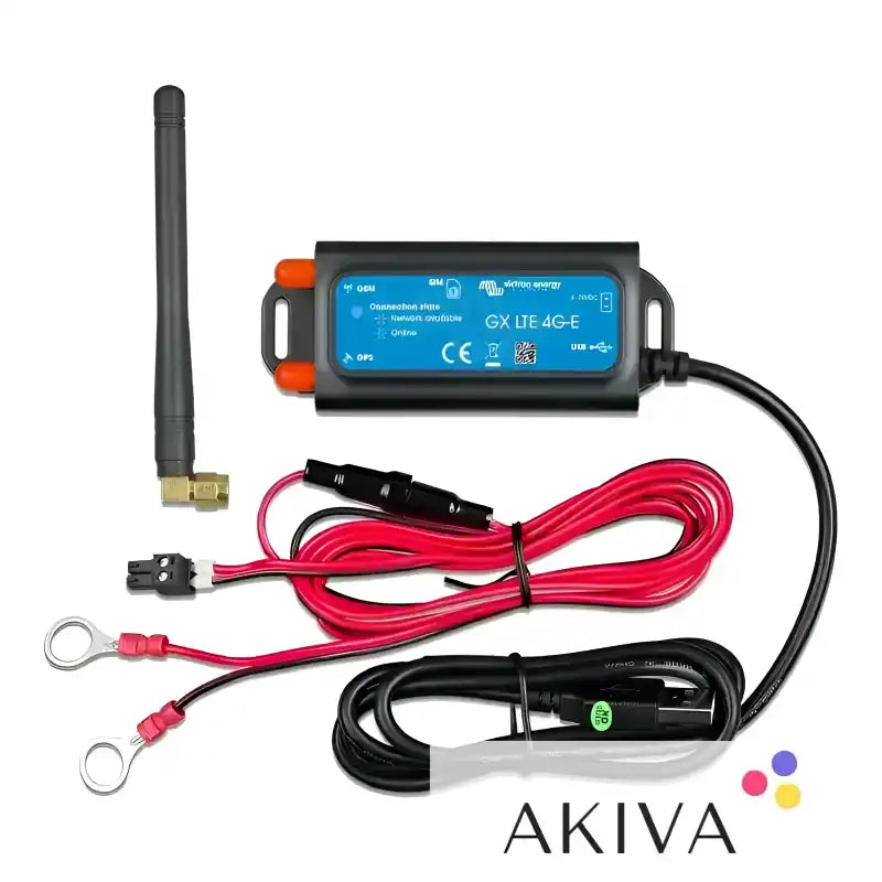 Black GX LTE 4G-E communication device with antenna for Off-Grid Power Solutions