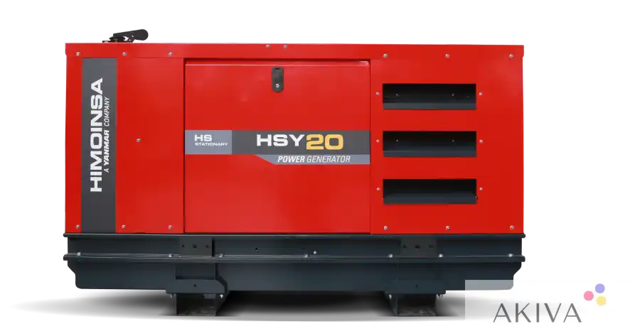 Red Himoinsa Generator HSY-20-T5 S5 400V with black base and ventilation slots