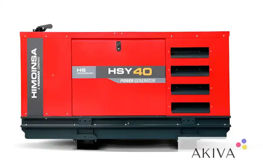 Red Himoinsa Generator HSY-40-T5 400V with black accents and ventilation slots
