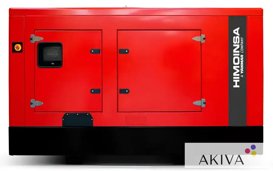 Red and black Himoinsa HFW-125-T5 400V 3-Phase generator with 4-Pole Circuit Breaker
