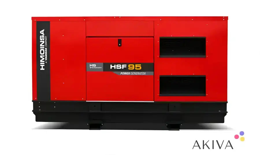 Red Himoinsa HSF-95 T5-S3A 400V 3-phase generator with black trim and ventilation panels
