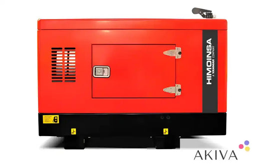 Red Himoinsa HYW-8-T5 S5 400V generator with black accents and metal latches