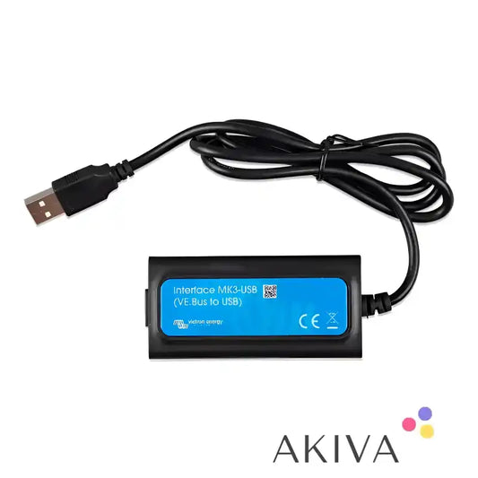 Black USB interface cable for the Interface MK3-USB, enhancing off-grid power solutions