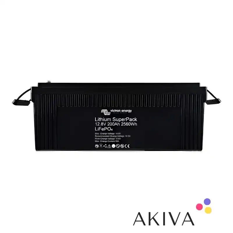 Black lithium battery from Lithium SuperPack 12.8V/200Ah for off-grid power solutions