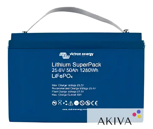 Blue Lithium Iron Phosphate Battery Pack for Lithium SuperPack 25,6V/50Ah Off-Grid Power Solutions